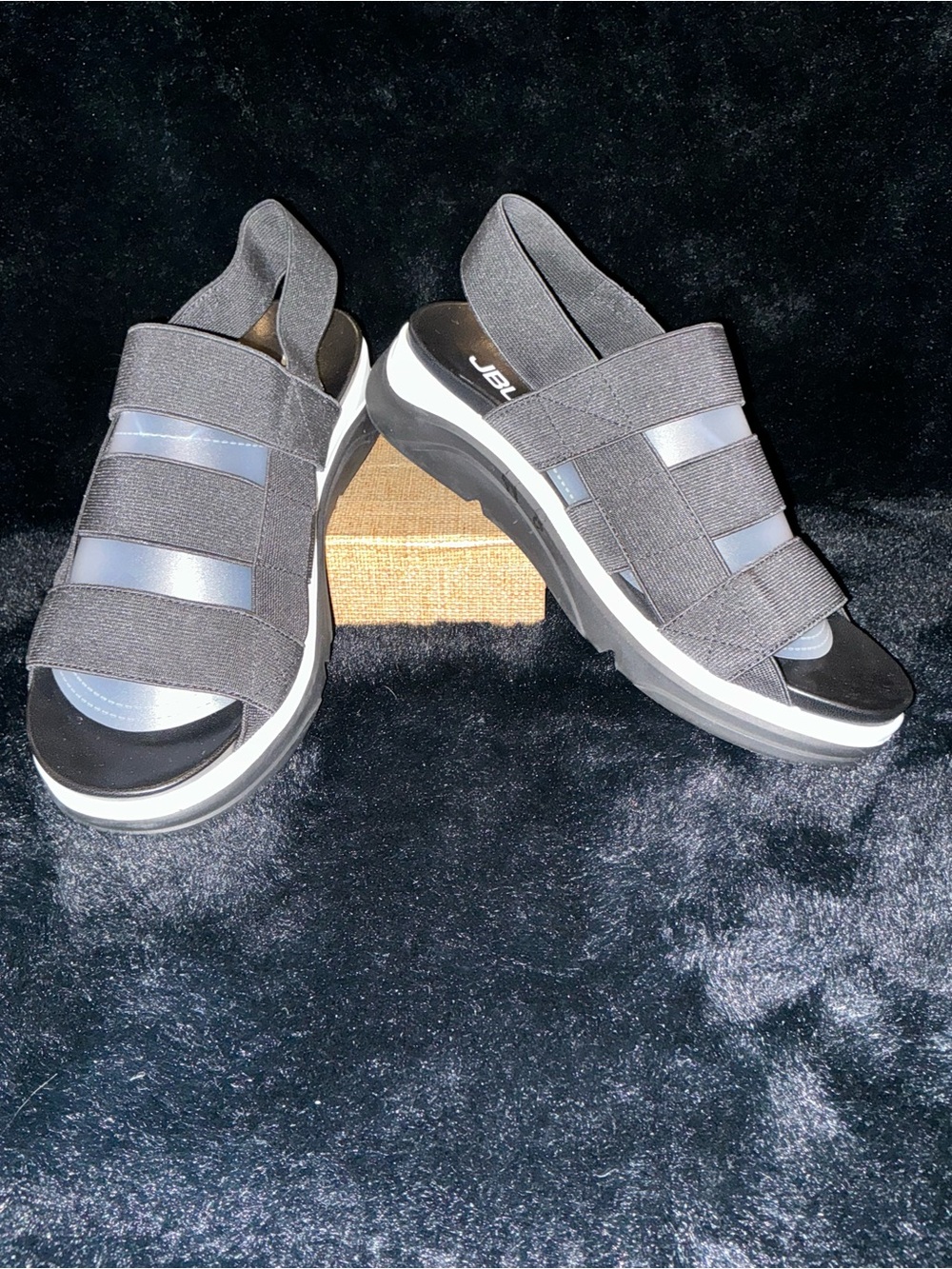 JBU by Jambu Ava Black Elastic Platform Slingback Sandal Size 9